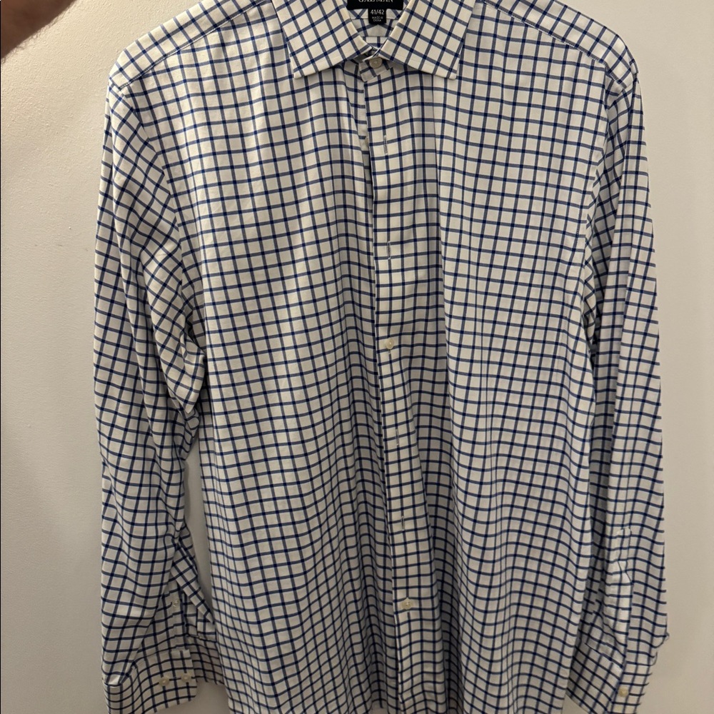 Gazman white with a blue large check tailored dress shirt Size 41/42